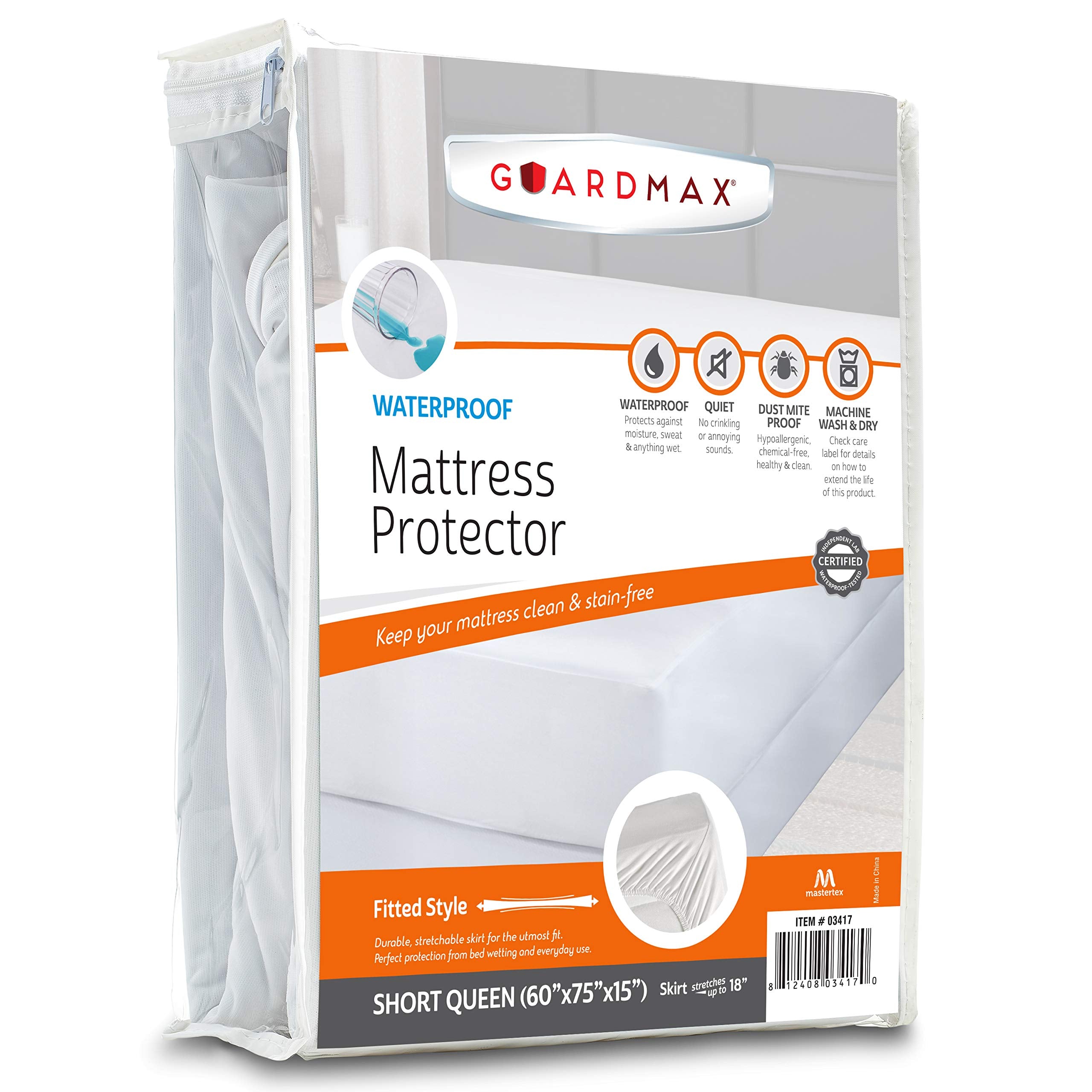 Guardmax Mattress Protector Waterproof Fitted Sheet - Short Queen Size - Premium Soft, Breathable, And Hypoallergenic Mattress C